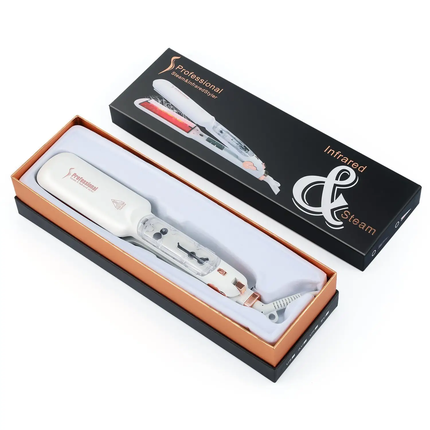 Salon Ceramic Steam Hair Straightener Styler Infrared Care Flat Iron Vapor Spray Professional Straightener Curling Styling