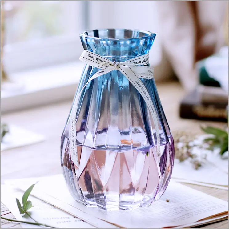 Декоративная цветная прозрачная стеклянная ваза для цветов Centerpiece/стеклянные вазы для украшения дома