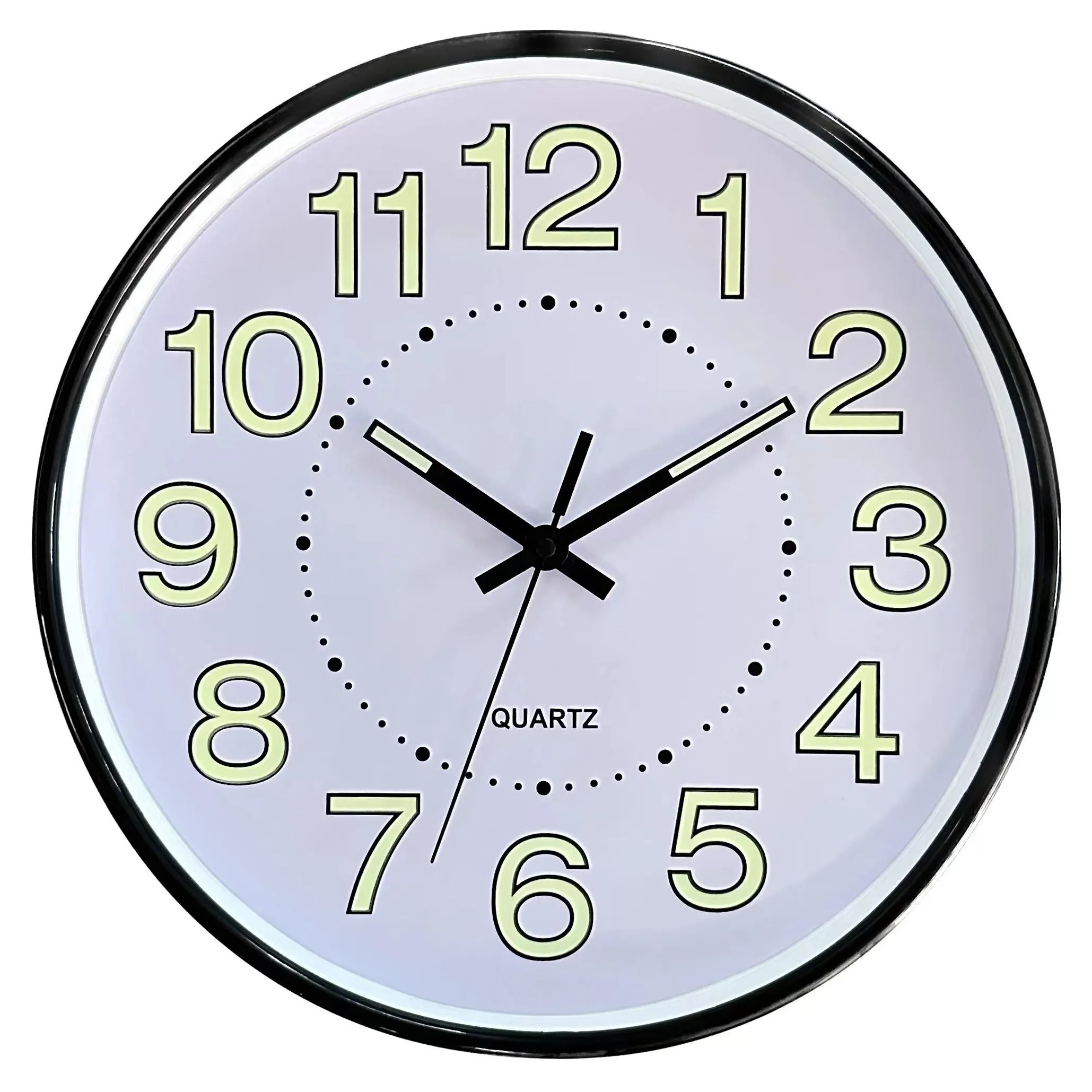 NE-947L/W-1 круглые Настенные часы, лидер продаж, модные круглые рекламные часы, 12-дюймовые пластиковые настенные часы, светящиеся в темноте