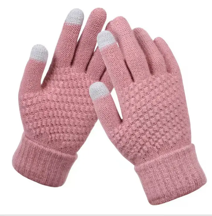 Новые кашемировые вязаные перчатки с начесом, женские жаккардовые перчатки для сенсорного экрана, зимние теплые зимние перчатки