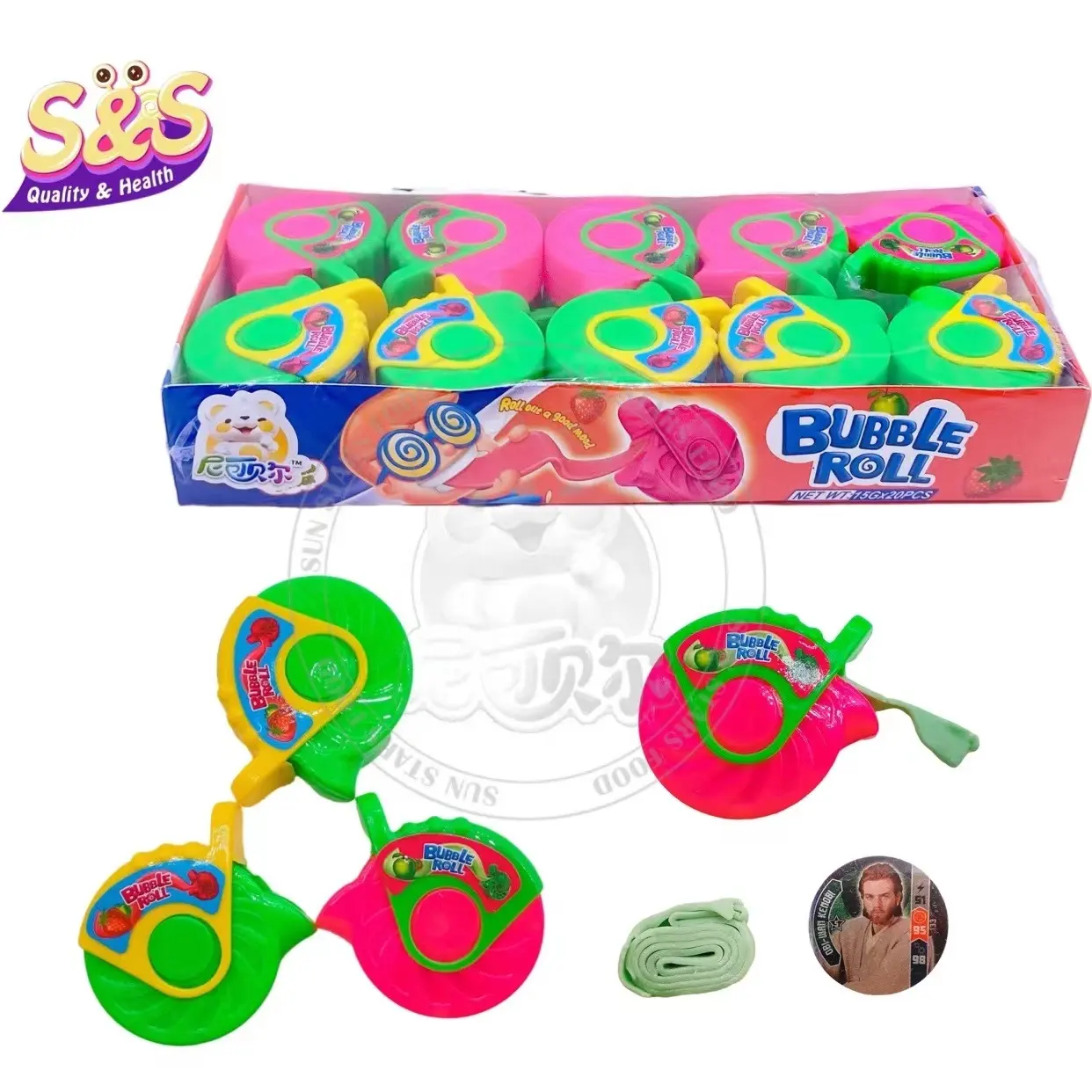 China Toy Bubble Fruit Flavor Crazy Roll Bubble Gum Tape Gum Candy Chewing Gum
