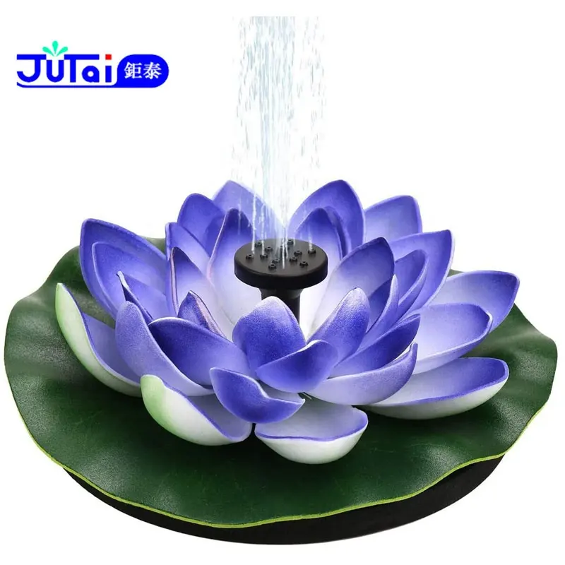 Manufacturers Supply Solar Powered Fountain Pump Lotus with LED Light for Garden/Landscape