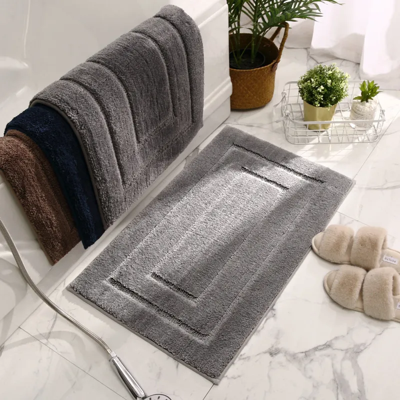 Manufacturer polyester non slip bathroom floor mat super absorbent bath mat quick drying bathroom rug