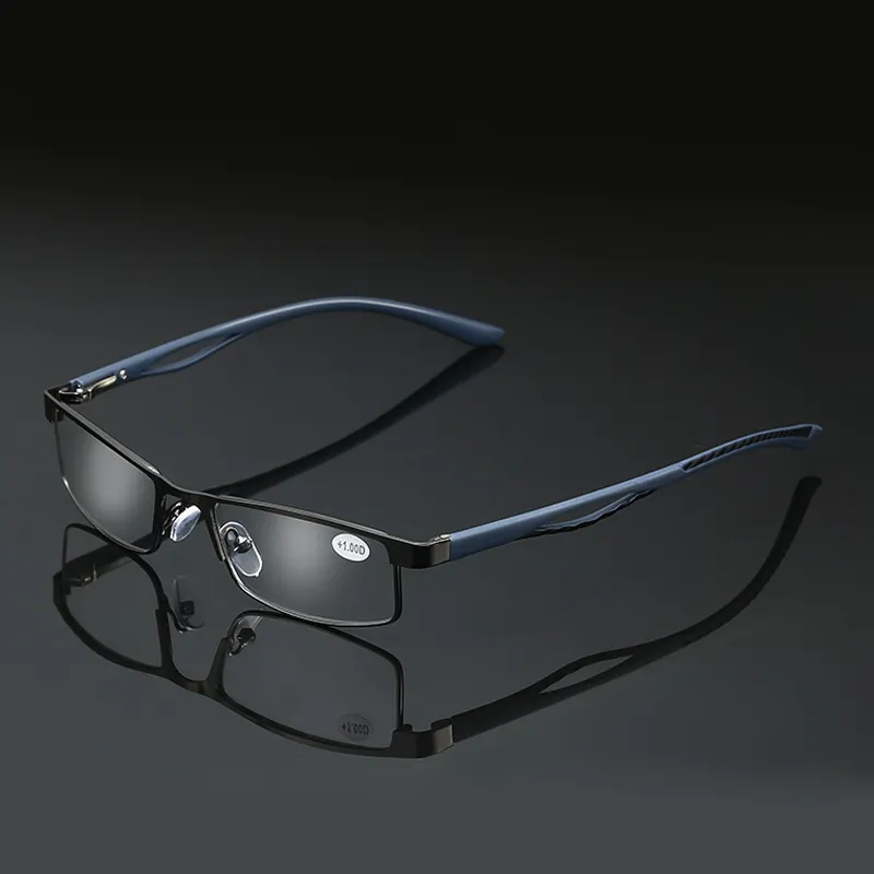 HBK R0004 2020 Men Unisex Square Italy Design Fashion Metal Reading Glasses with Spring Hinge