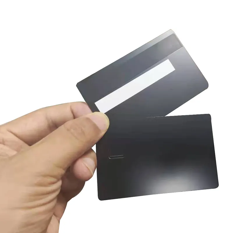 0.8mm brushed metal business card chip slot etching metal credit card with chip slot and hico magnetic strip