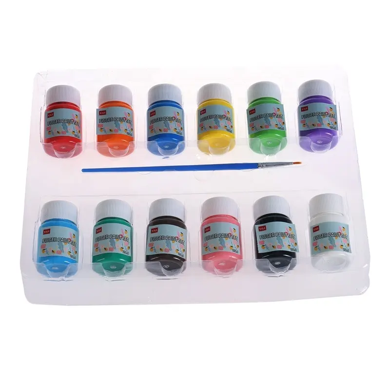 Finger Paint Set Kids DIY Finger Paint Set 12 Custom Colors Bottle With Artist Paint Brush