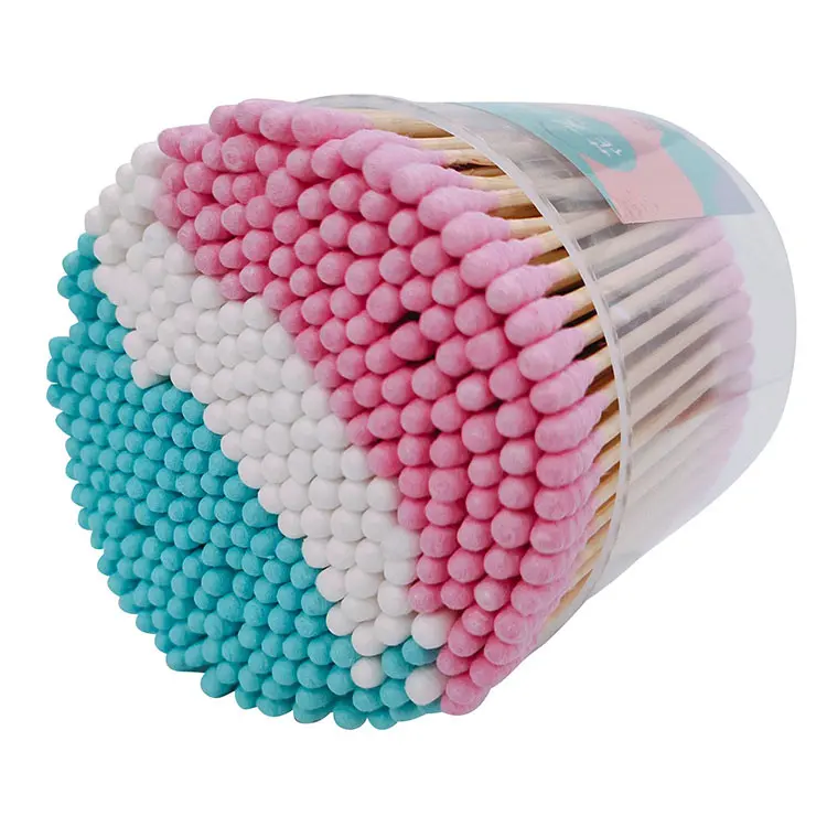 Eco-Friendly High Quality Exquisite Natural Double-Sided Colorful Cotton Swabs With Box