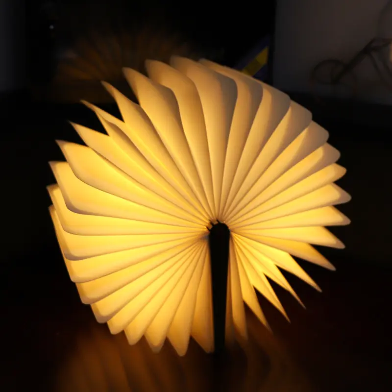 Creative LED Book Lights Portable USB Rechargeable Magnetic Wooden Night Light Reading Desk Lamps