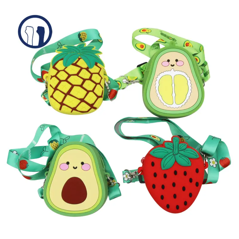 Cartoon fruit silicone coin bag jelly portable cute silicon coin purse for girls and kids