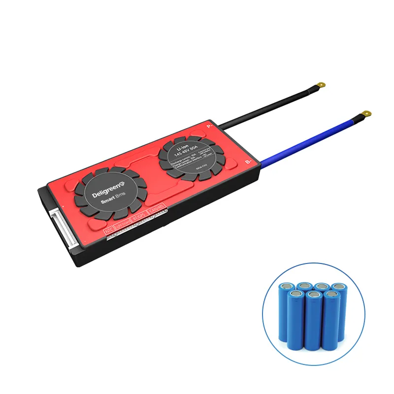 Deligreen BatteryQueen BMS 14S 80A 100A 120A with Fan UART 485 Blue tooth 48V Faster Cooling lithium Battery RV sightseeing bus