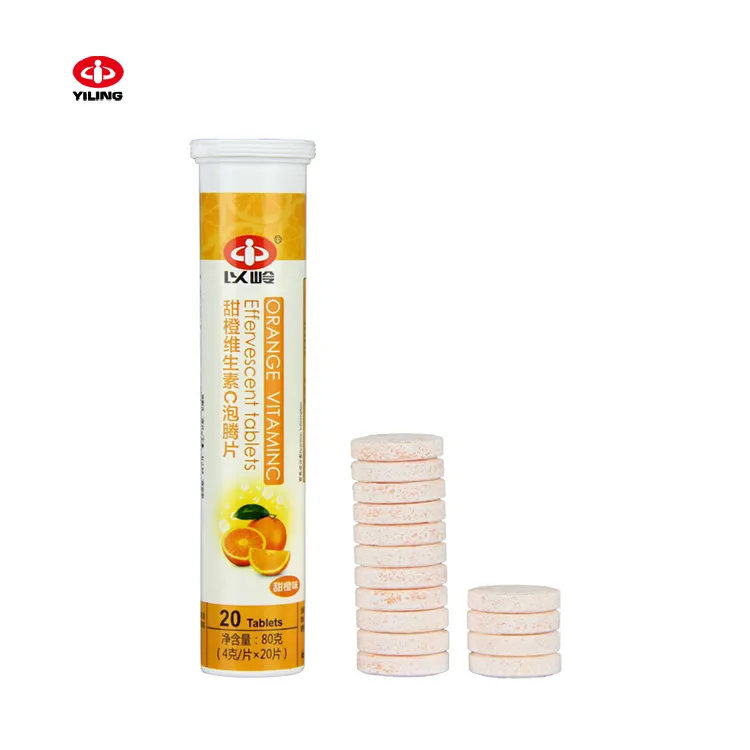 YILING Vitamin C Effervescent Tablets 1000mg Sweet Orange Flavored Vitamin C Tablet Strengthens Immunity