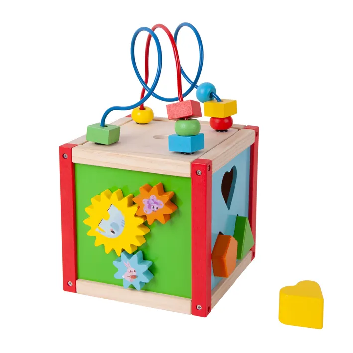 Wooden Toy Cubes Kindergarten Wooden Montessori Educational Learning Toys Multi-function 5 In 1 Activity Cube For Infant Kids Child Baby