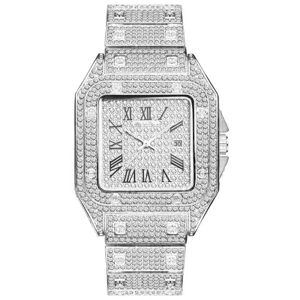 men luxuries watches Quartz Hip Hop Gold Full Diamond Iced Out Watch Custom Logo Watch