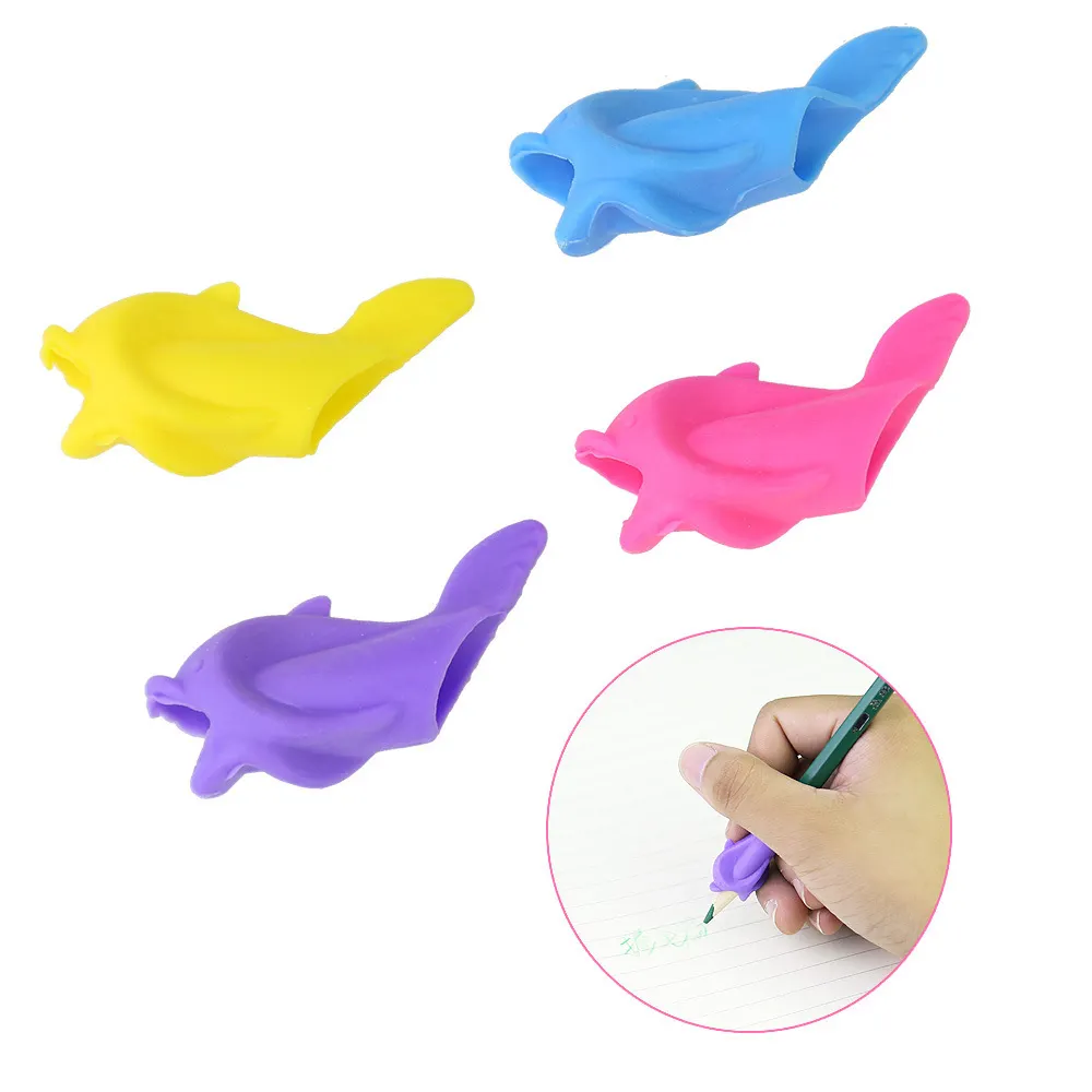 Custom High Quality Colored Silicone Pencil Grip Set For Kids Handwriting Training