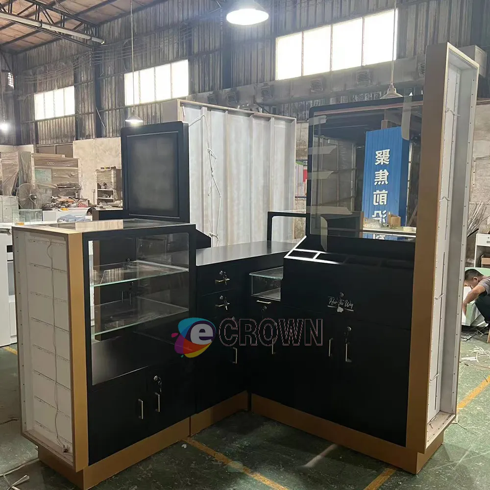 Makeup barber kiosk Interior Designed Wooden Wholesale Display hair dressing Kiosk Furniture OEM