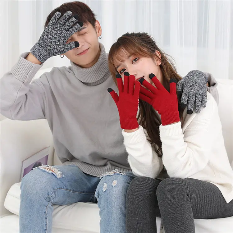 Hot-selling knitted warm gloves for men and women winter couples woolen touch screen gloves