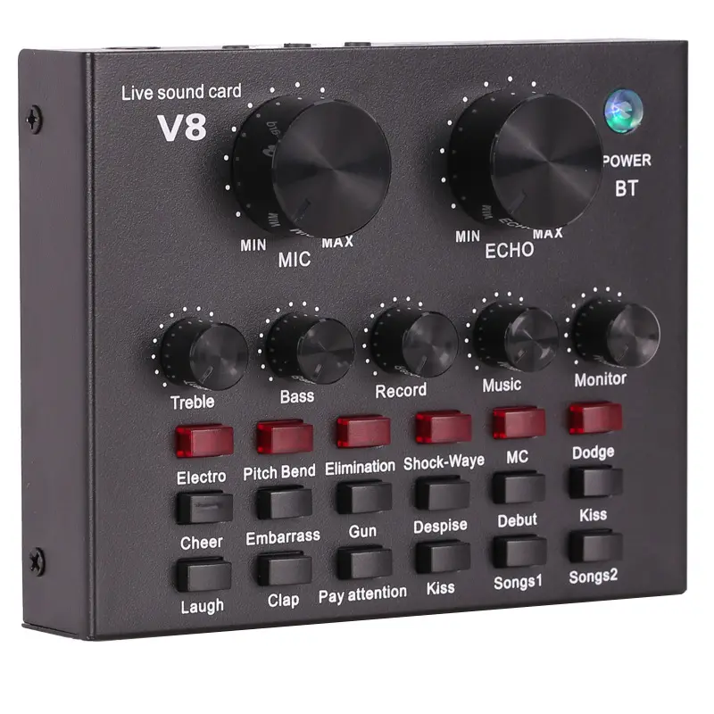 Multifunctional High Quality V8 Live Soundcard Studio Recording Equipment Popular V8 for Home Studio Recording