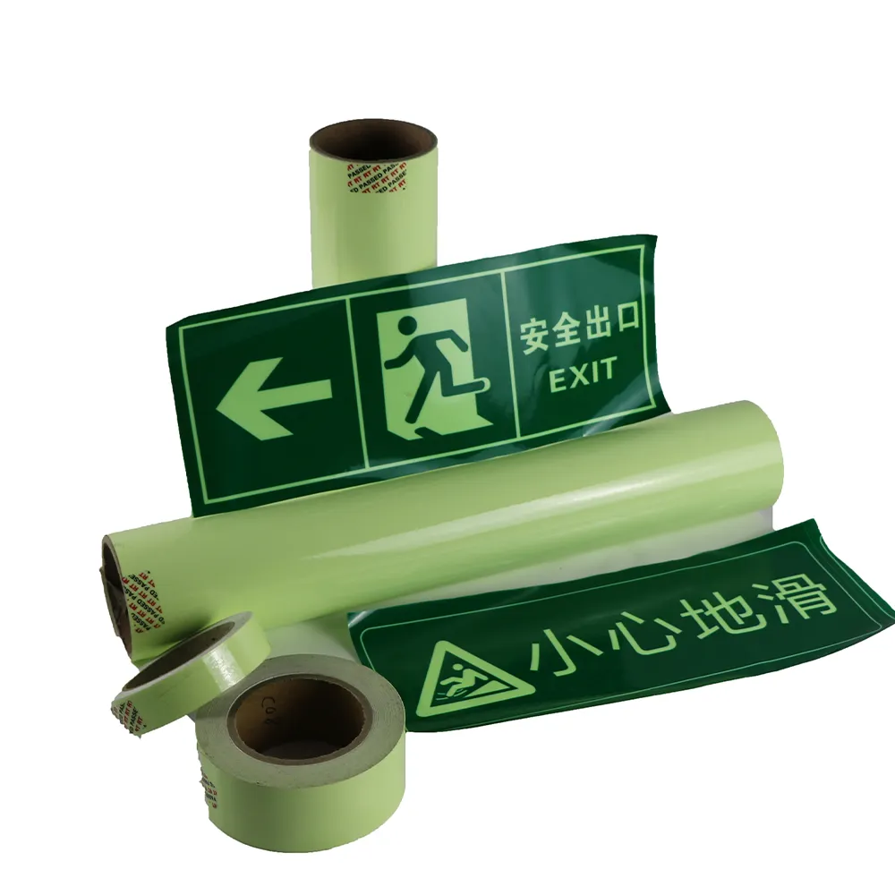 6-8 Hours Rolls Glow In The Dark Tape Green Color Photoluminescent Vinyl Luminous Tape Sticker Waterproof