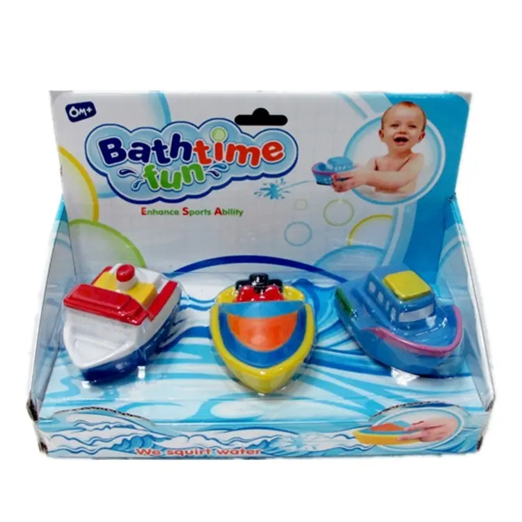 3 Pcs Little Bathing Boat Squirt Water Bath Vinyl Materials 2 Styles Mixed Fun Summer Kids Water Toys For Sale