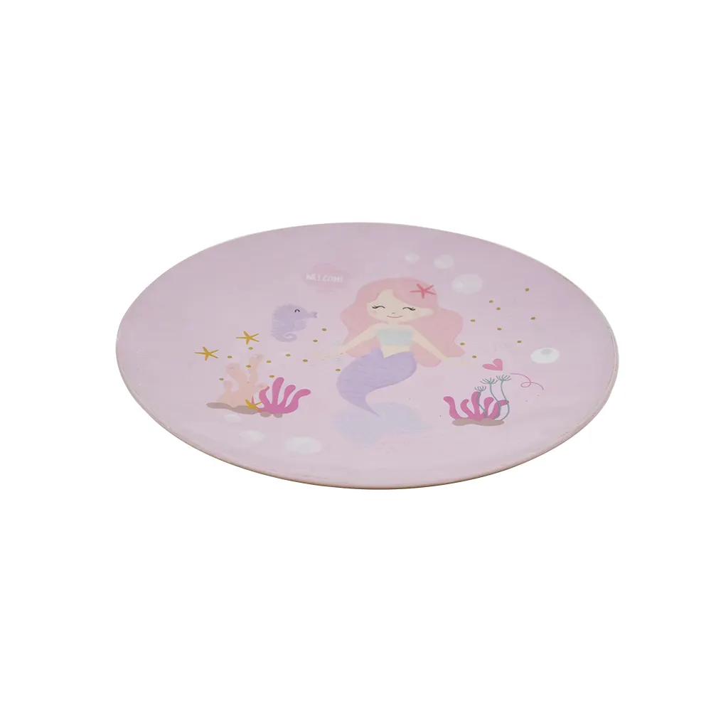 Eco Friendly Round Dinner Plate Biodegradable Baby Plates Cartoon Design