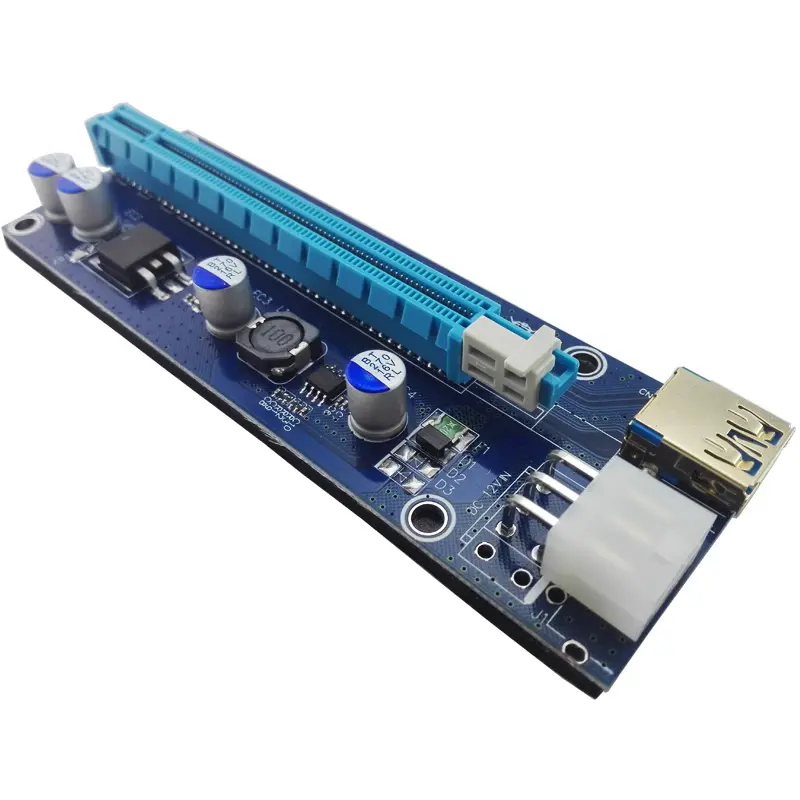 Fast Shipping Blue VER009S For Bitcoin Miner 3 LED Lights Gold Plated USB 3.0 1X To 16X 6PIN PCIE 009S Riser Card