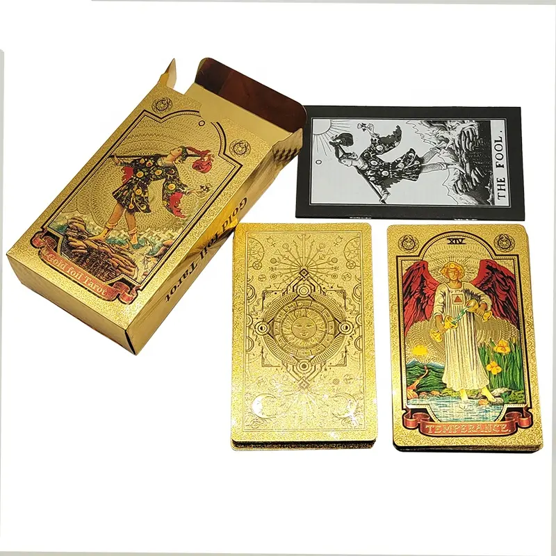 Золотая печать, карты Таро, оптовая продажа, настольные игры, индивидуальные карты с принтом «оркул» с пластиковой упаковочной коробкой