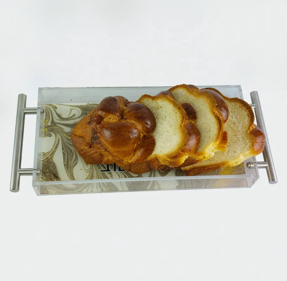 Judaica Lucite Bread Tray with two handles Factory Custom Waterdale Jewish Acrylic Serving Tray