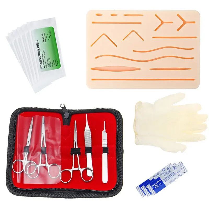 Portable Suture Training Instrument Tools Set Practice Model Skin Pad Kit for Medical Students