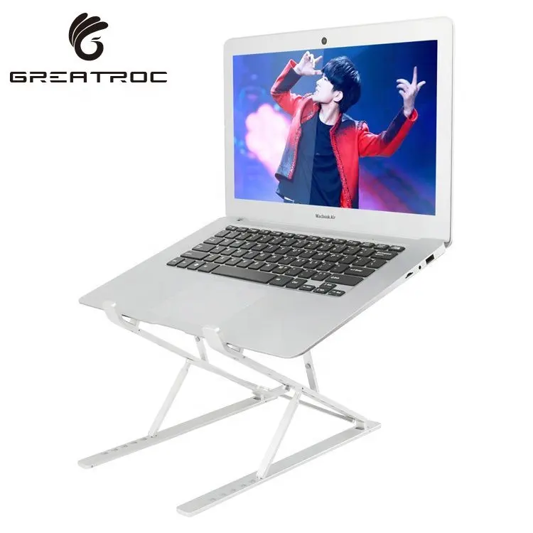 Great Roc 2021 new design non slip aluminum double raise adjustable foldable portable laptop stand hj