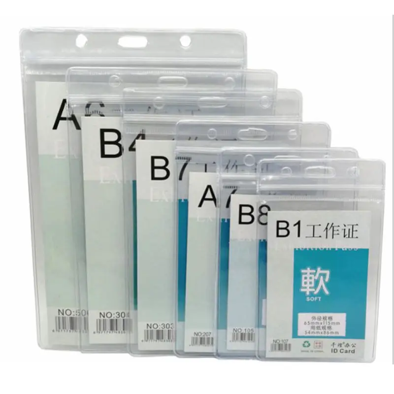 Waterproof ID Badge Card Plastic Pocket Holder Clear Pouches for Lanyards