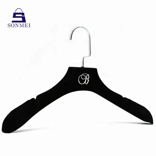 Bridal dress velvet hanger non slip coat hangers with logo