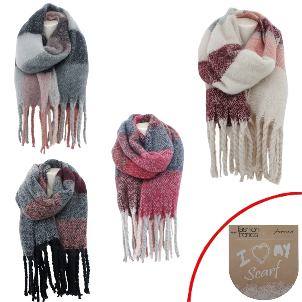 Lady Blanket Knit Winter Warm Thick Striped Long Scarf