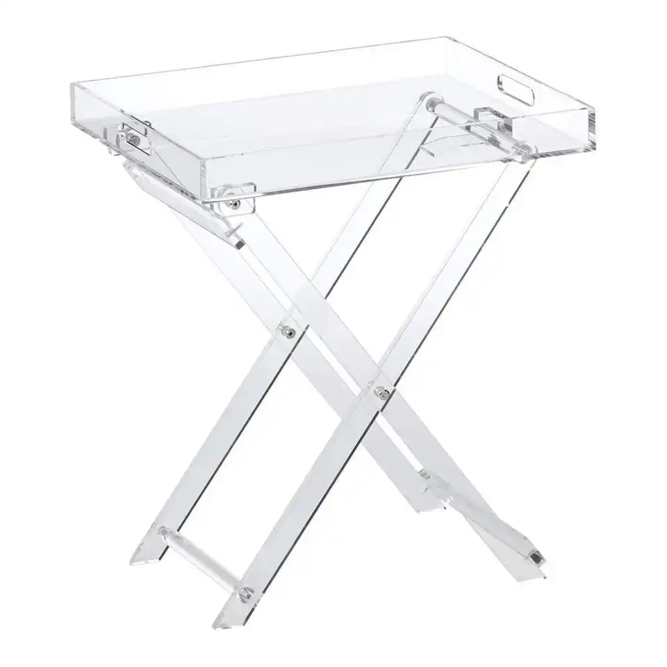 Современная прозрачная акриловая мебель складной поднос стол акриловый боковой стол