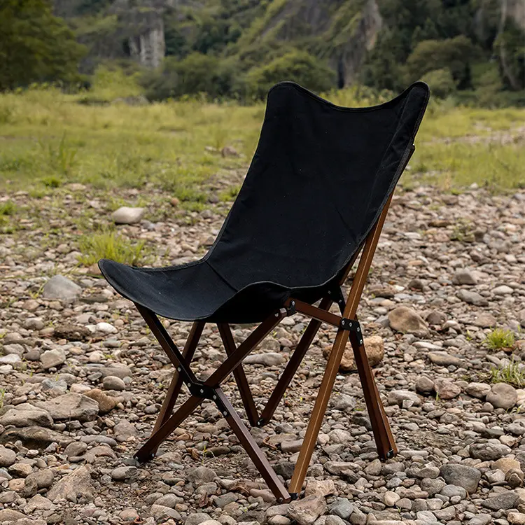 Best Sellers Camping Equipment White Canvas Folding Camping Chair Wood