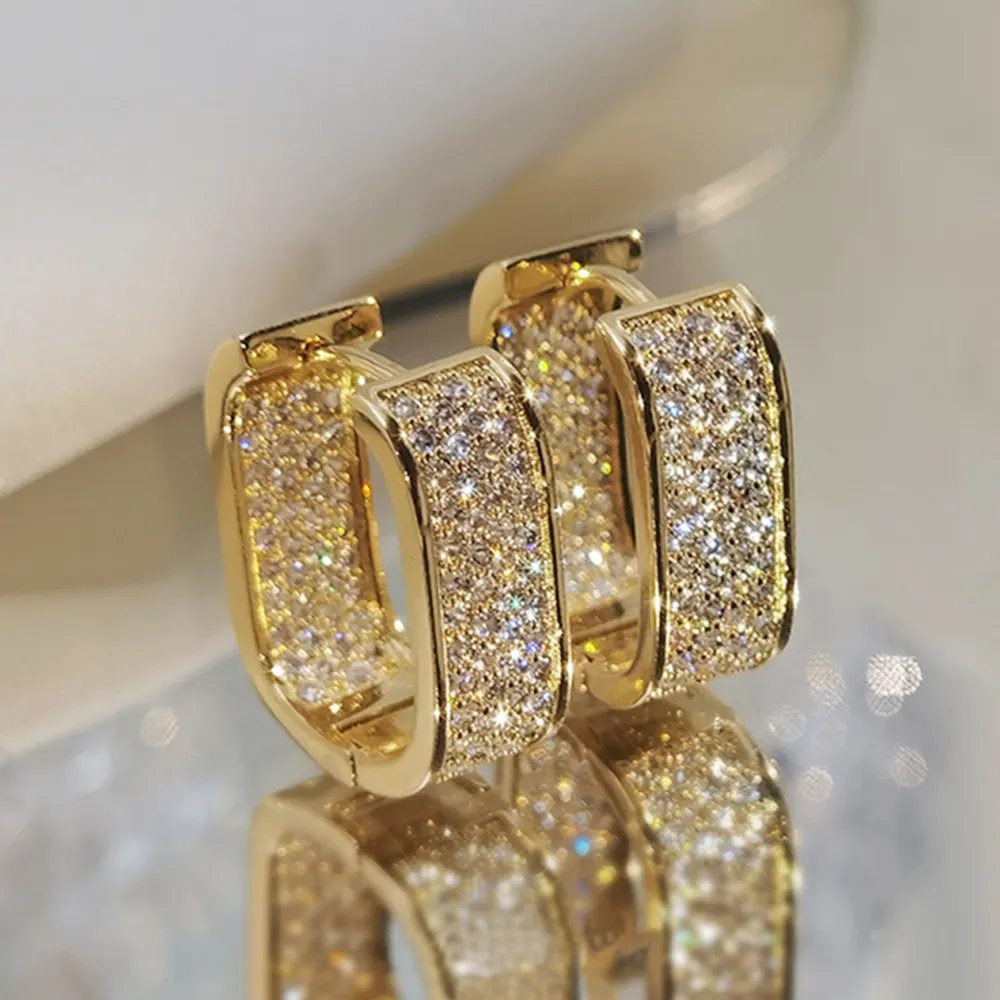 Серьги-кольца CAOSHI для мужчин и женщин, модные украшенные камнями в стиле хип-хоп, серебристые и золотистые