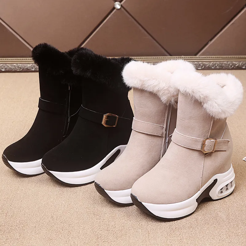 black heel boots woman shoe 2021 winter ankle wedge long boots for girls shoes women's boots with hand-stitched ornament