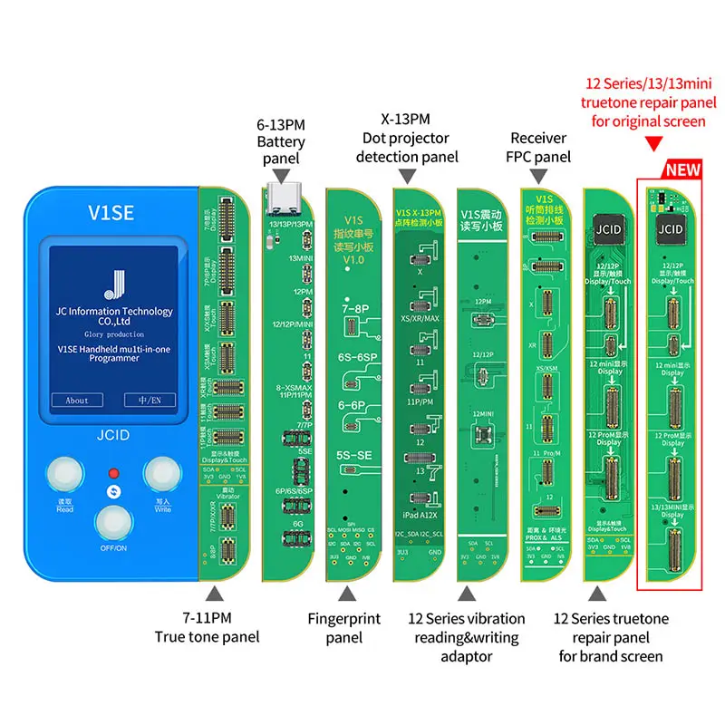 New Update JC V1SE Restore True Tone Face ID Fingerprint Battery Health Detection Code Reading Programmer 8 In 1 JC V1SE