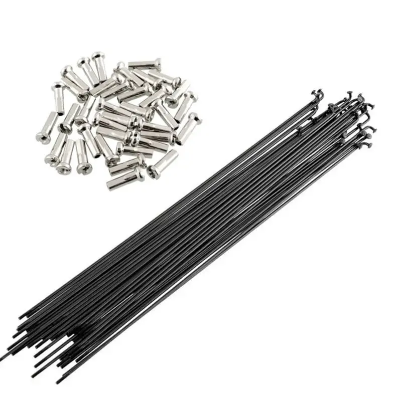 36 PCS Bicycle Spokes Wire For Mountain / Road Bike 304 Stainless Steel Spokes 14g Black High-strength 175mm-291mm Spoke Cap