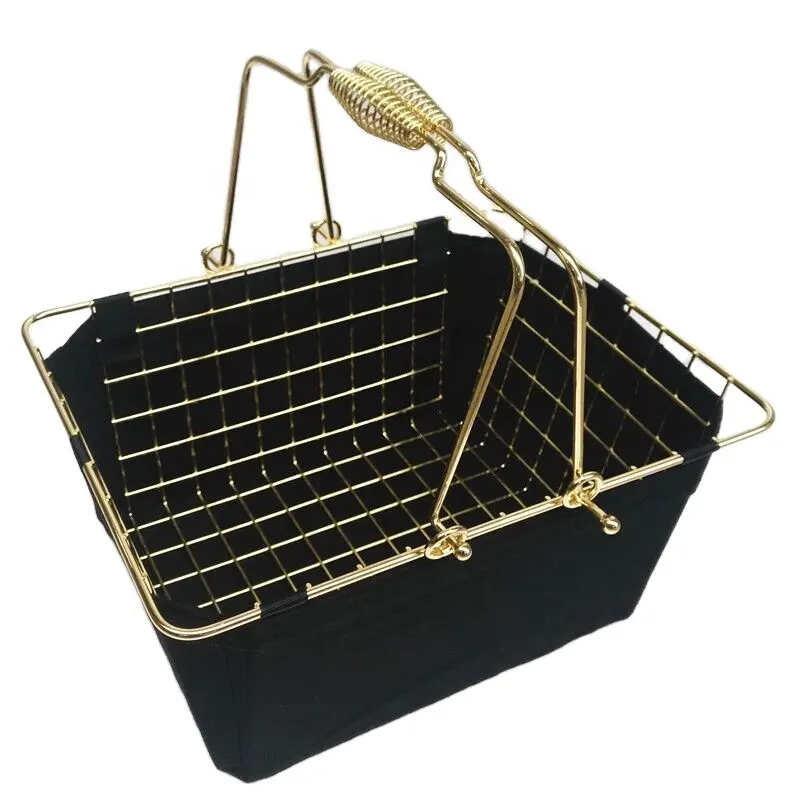 metal wire cosmetic shopping basket with two tier