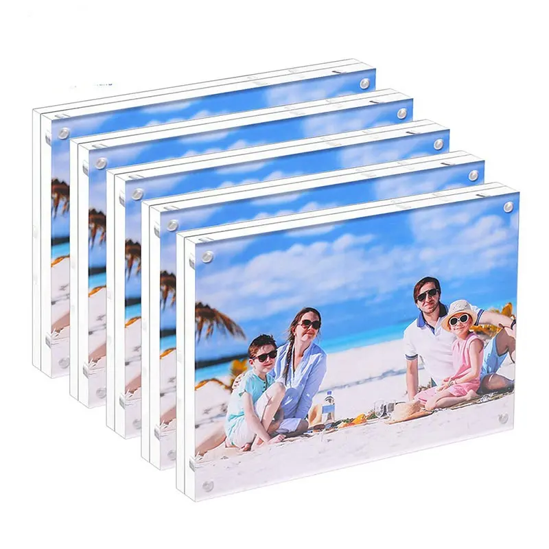 10mm+10mm 4x6 Inch Double Sided Frameless Magnetic Picture Frame Acrylic Desktop Photo Display Holder