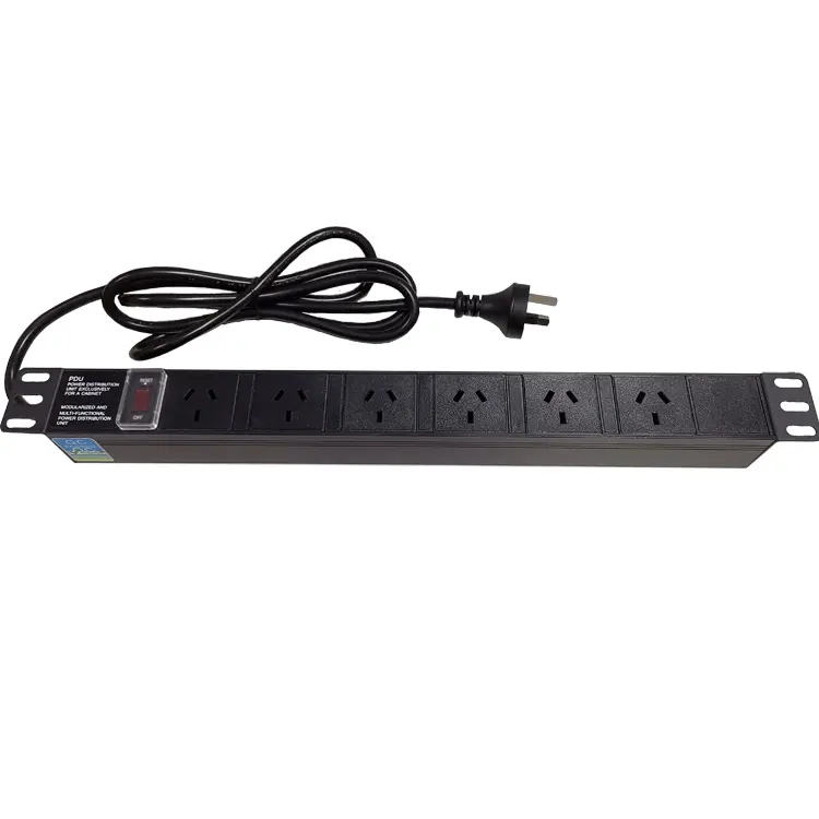 Single Phase 240V 1U 19" 6 Hold AS/NZS-3112 Standard Output Socket Rack Mount PDU With Switch Of Over Load Protection