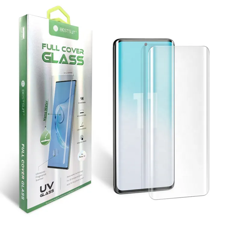 Новейшее изогнутое 3D 9H UV Nano жидкое закаленное стекло для защиты экрана для Samsung Note10 LITE
