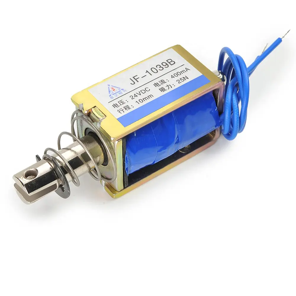 DC 24V 25N 10mm Stroke Pull Push Type Open Frame Solenoid Electromagnet Linear Motion JF-1039B