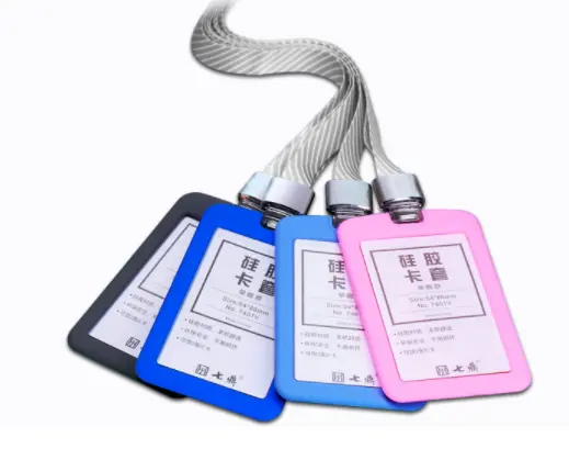 High Quality Environmental Silicone ID Card Holder Badge Id Name Card Case Tag Holder