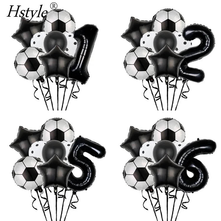 Футбол тема для вечеринок по случаю Дня рождения номер воздушный шарик из фольги в форме футбольного воздушные Globos День Рождения Декор для маленьких мальчиков E1066