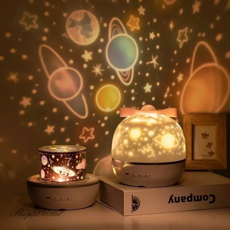 Chargeable Universe Starry Sky Rotate LED Lamp Colorful Flashing Star Kids Baby Gift Starry Sky Projection Lamp With BT Speaker