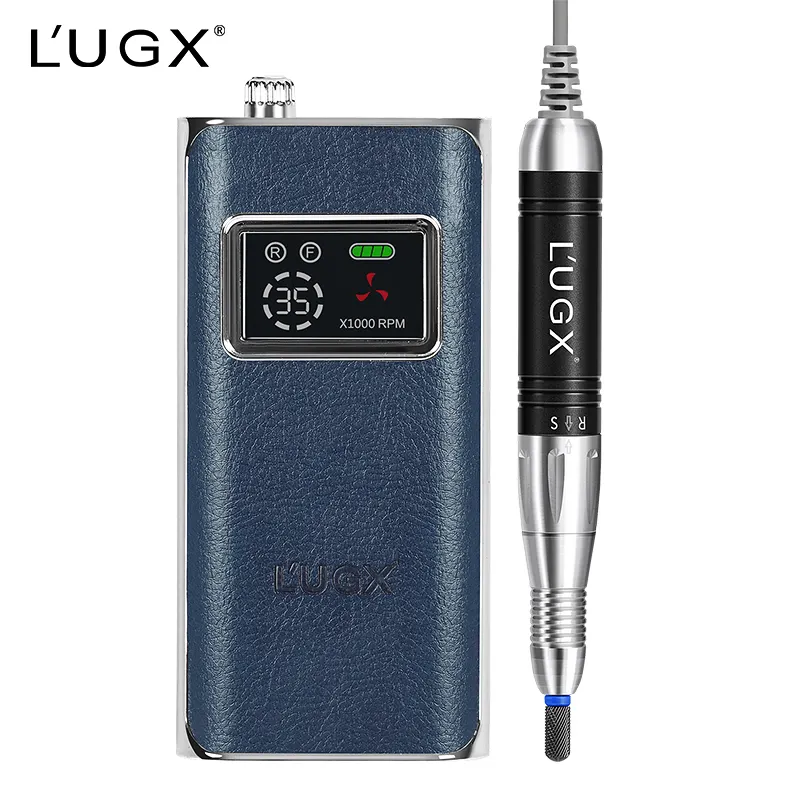lugx OEM/ODM 2022 new model Microfiber Leather Rechargeable Portable 35000 rpm coreless Nail Drill