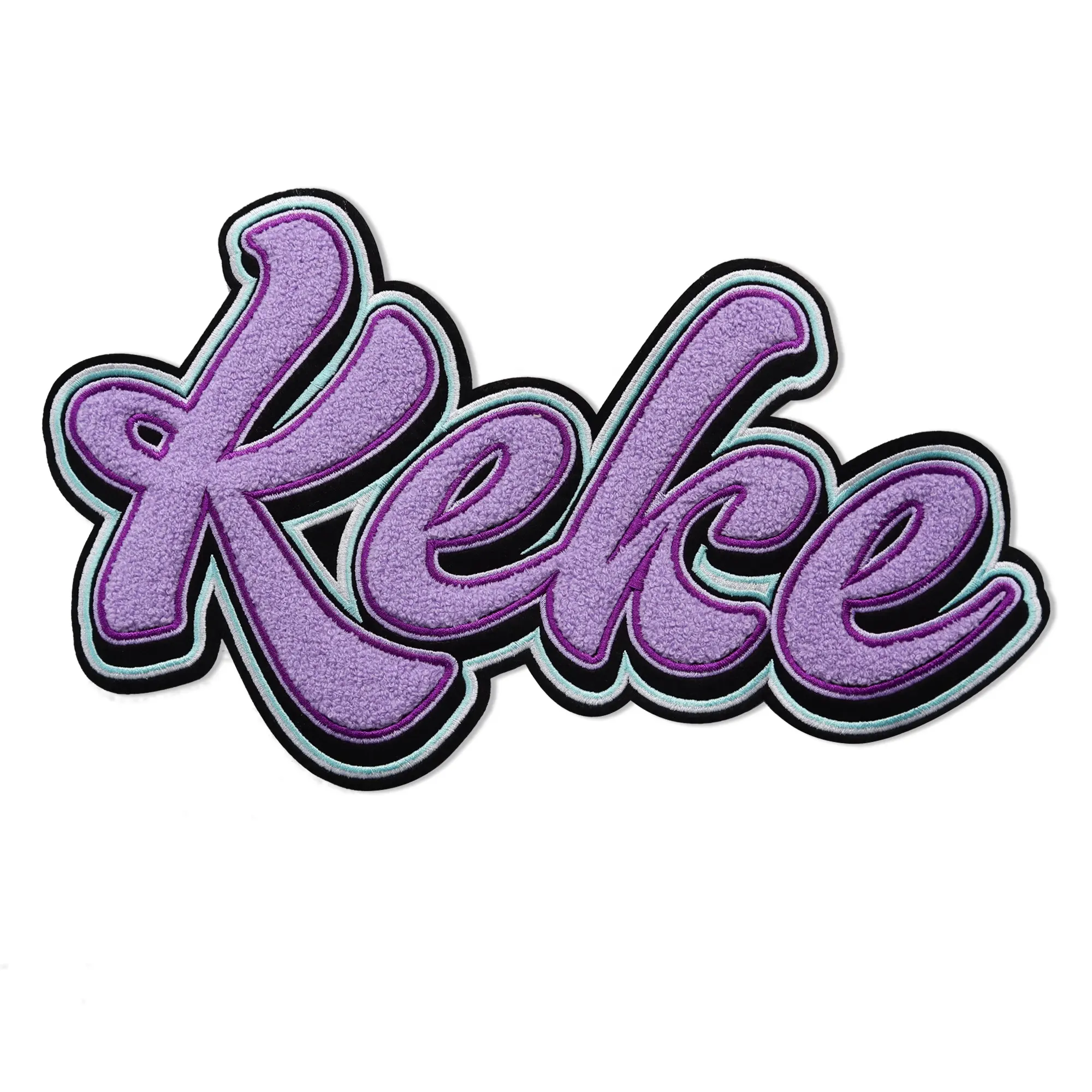 Бесплатный образец на заказ термопресс с вышивкой логотипа букв синели нашивки для толстовки
