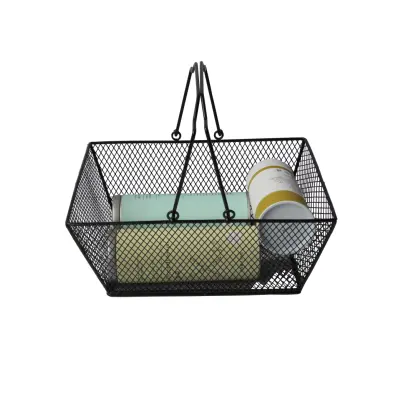 Manufacturer Direct Selling Cosmetics Store Shopping Basket Boutique Black Wire Mesh Shopping Basket