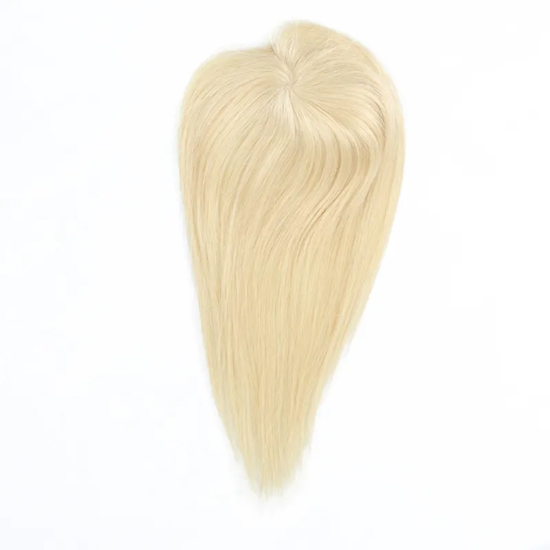 5*10 cm Cheap Wholesale 10"-20" Silk Base Blonde Women Toupee Hairpieces Natural Hairline Clip in Topper Human Hair with Clips